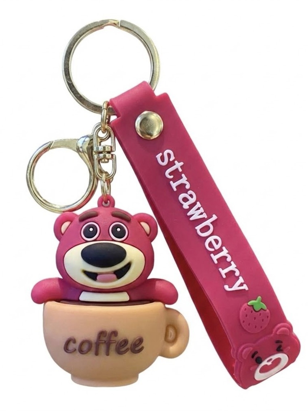 Disney Pixar Toy Story Lotso Bear Coffee Silicone Keychain Bag Charm